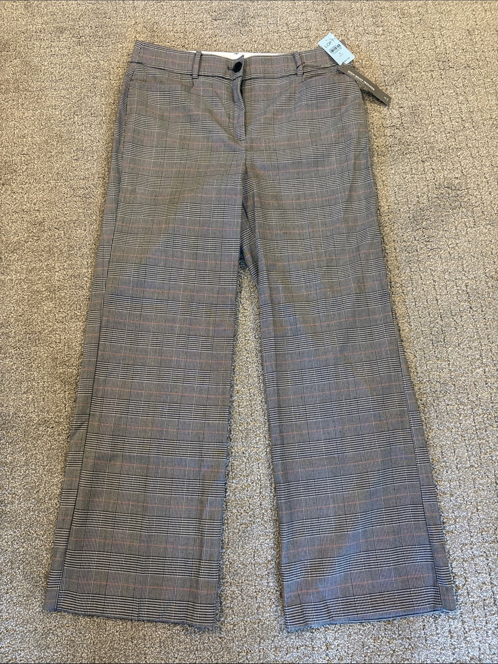 LOFT Glen Plaid High Waist Trouser Pants